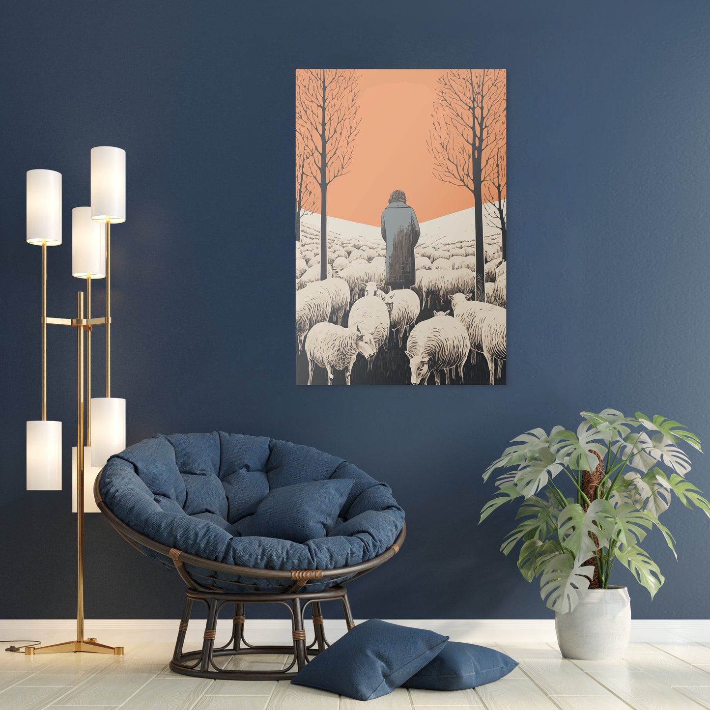 The Shepherd's Serenade with the Sheep Wall Art