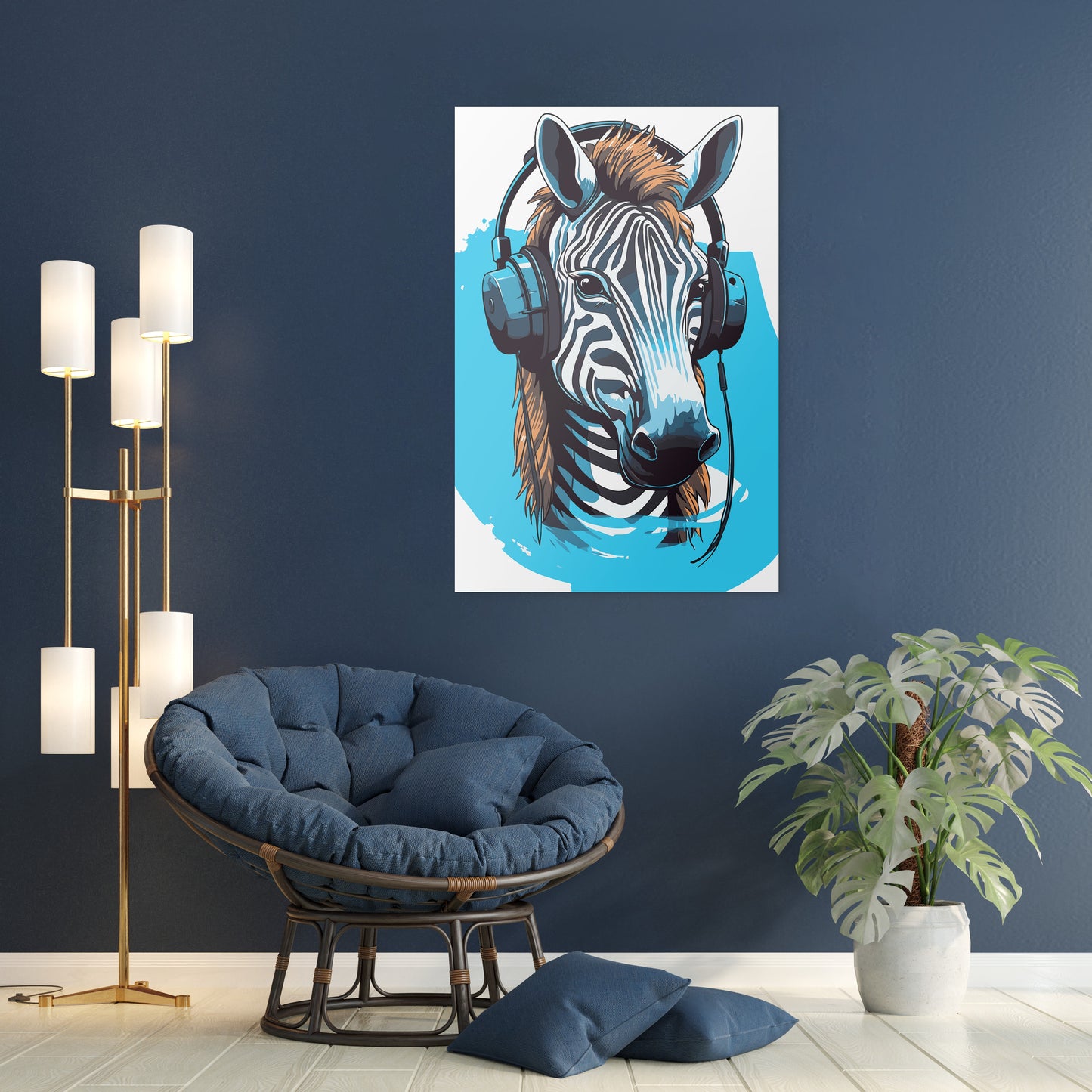 Zebra Listening To Music Wall Art