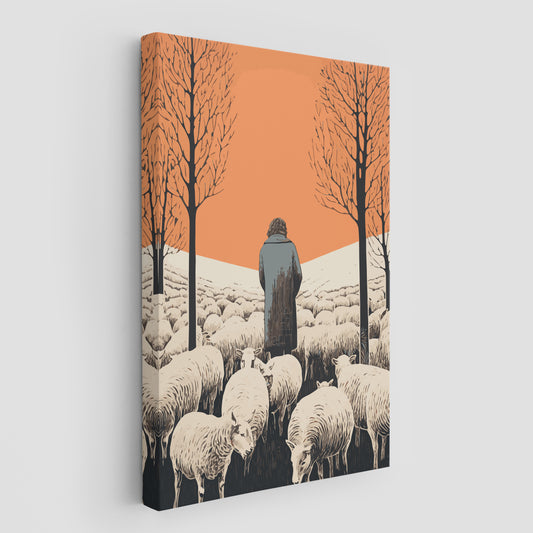 The Shepherd's Serenade with the Sheep Wall Art