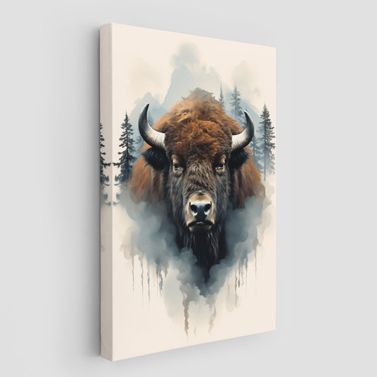 Bison in Forest Wall Art