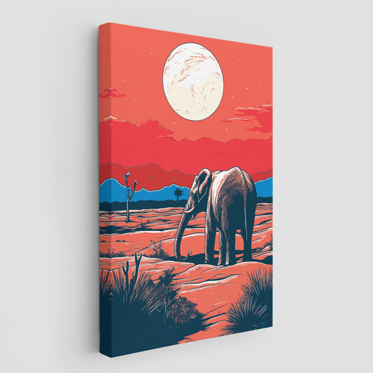 Elephant and Sunset Wall Art