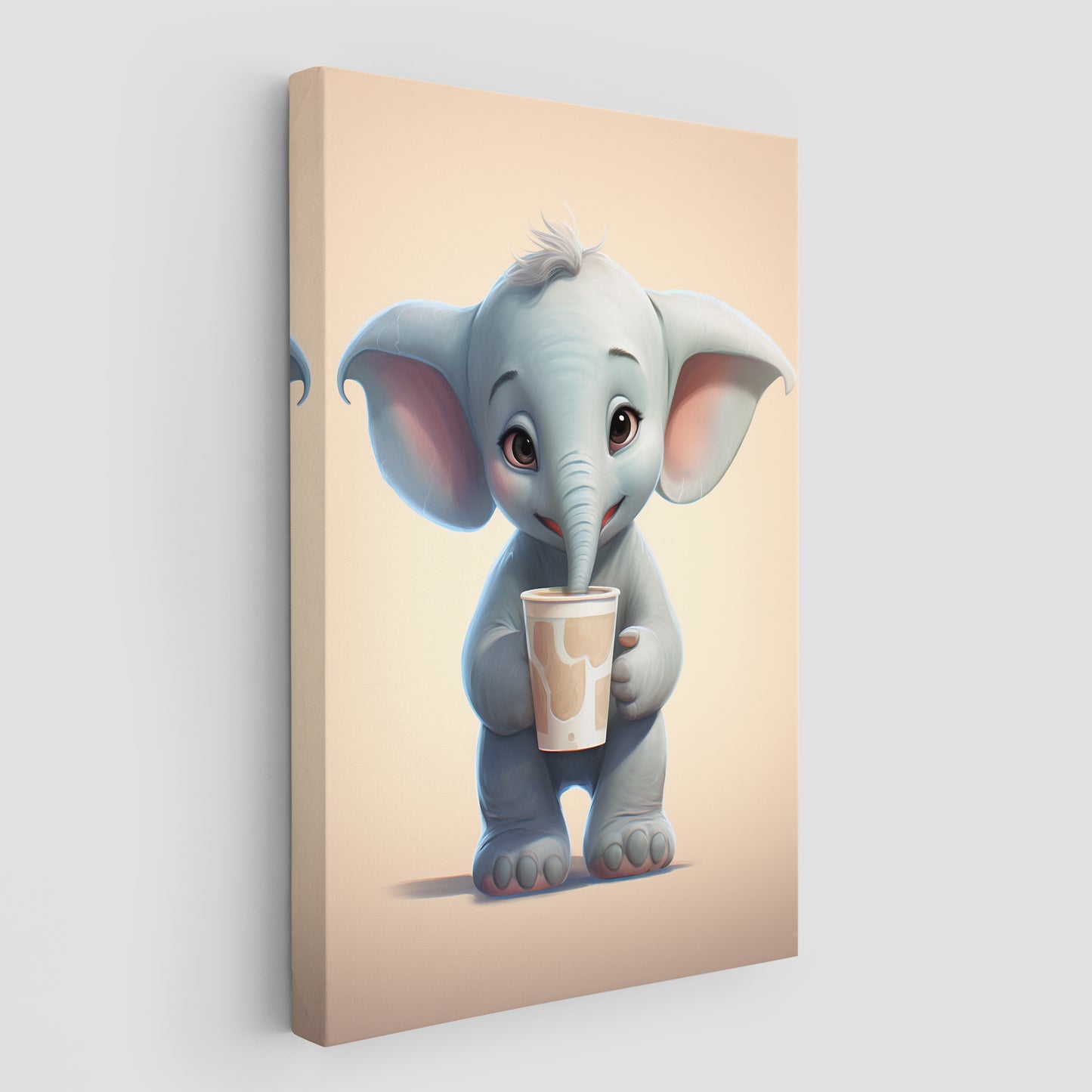 Baby Elephant Drinking Milkshake cartoonist Wall canvas