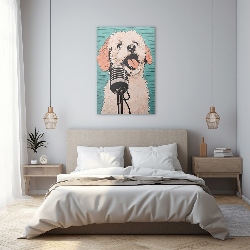 A Playful Puppy Singing Wall Art