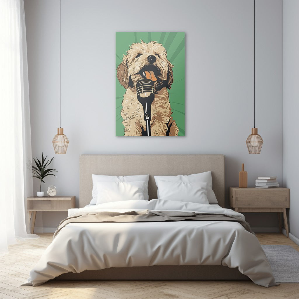 Adorable Puppy Singing Bliss Wall Art