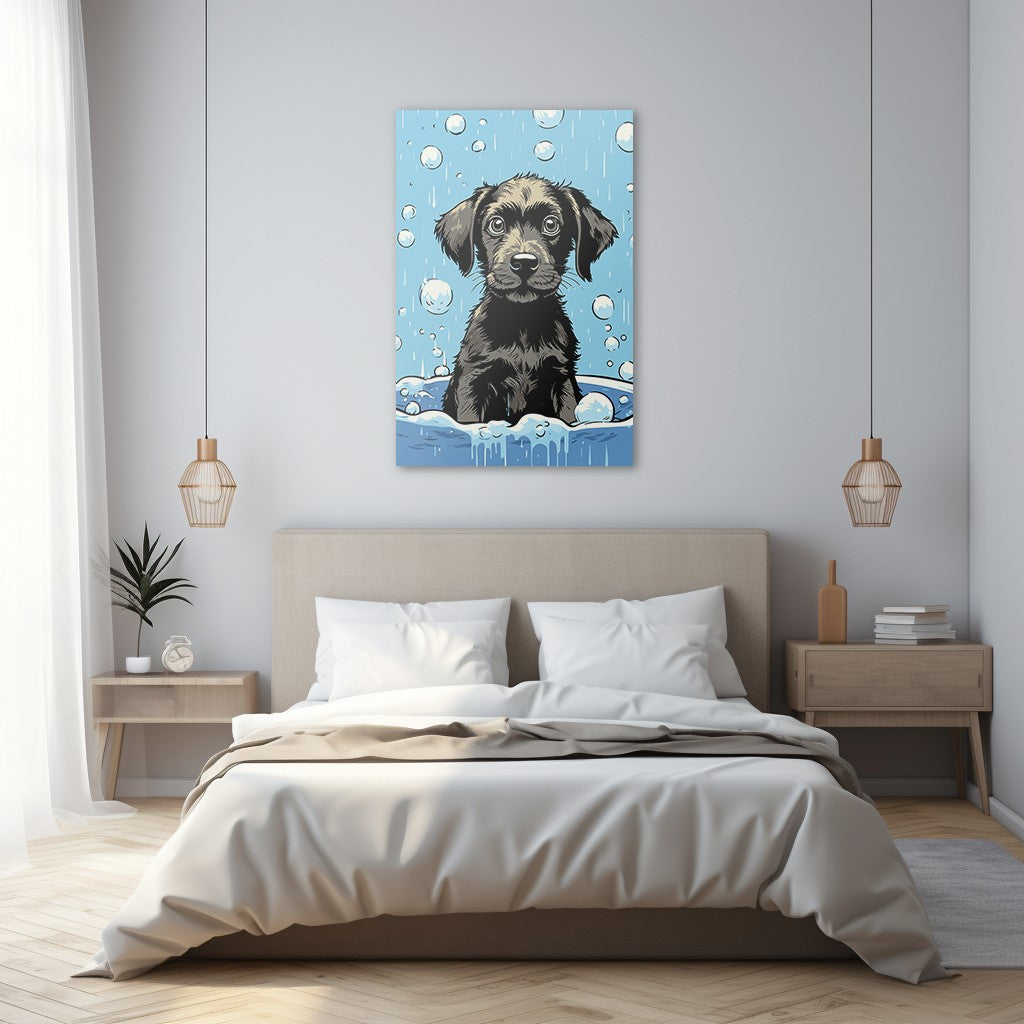 Cute Puppy Enjoys Bath Wall Art