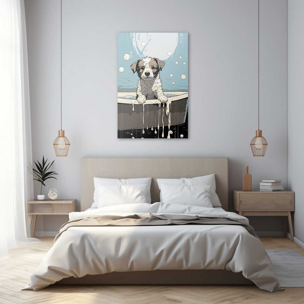 Puppy in Bathtub Wall Art