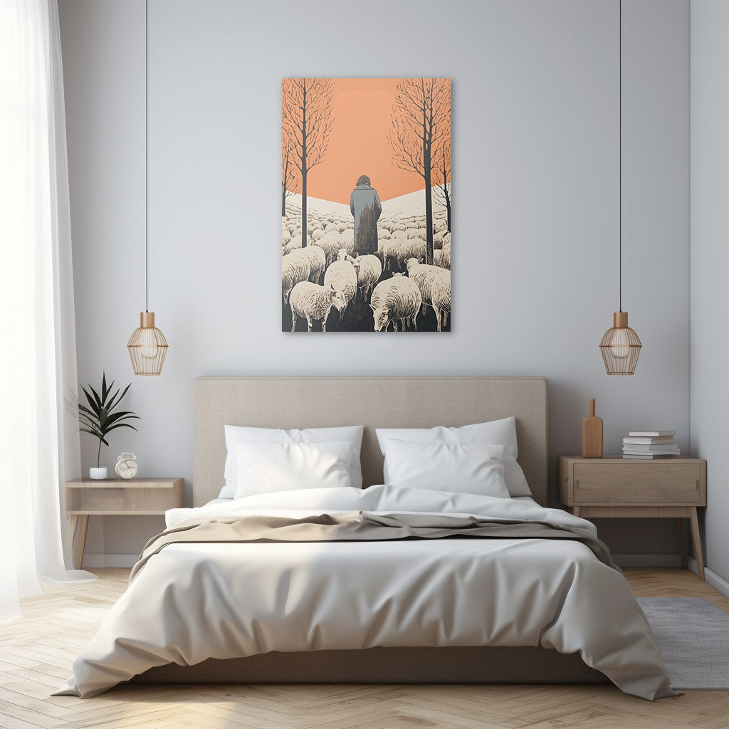 The Shepherd's Serenade with the Sheep Wall Art