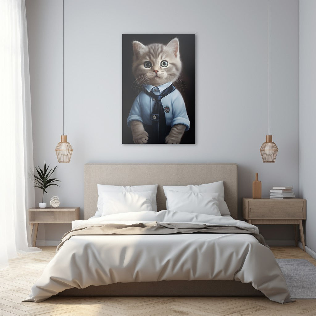 Cat in School Dress Wall Art