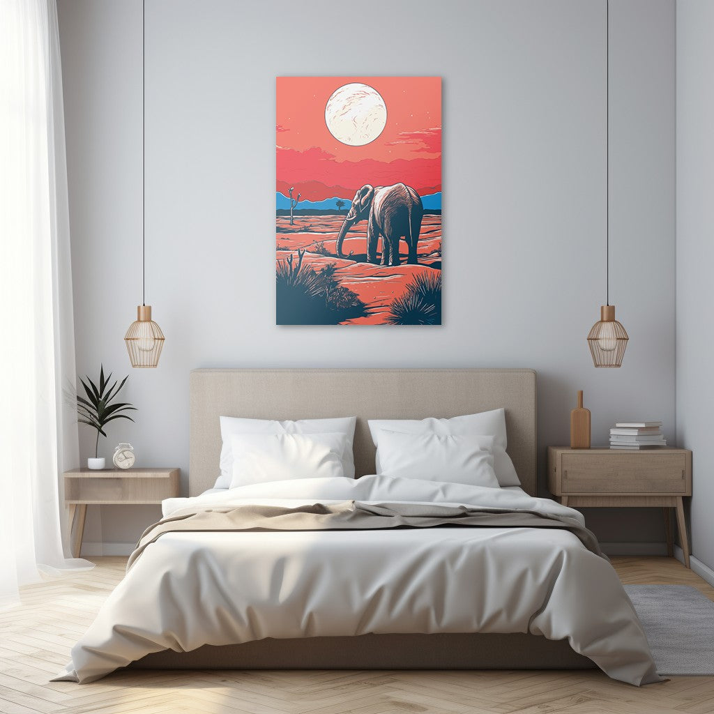 Elephant and Sunset Wall Art
