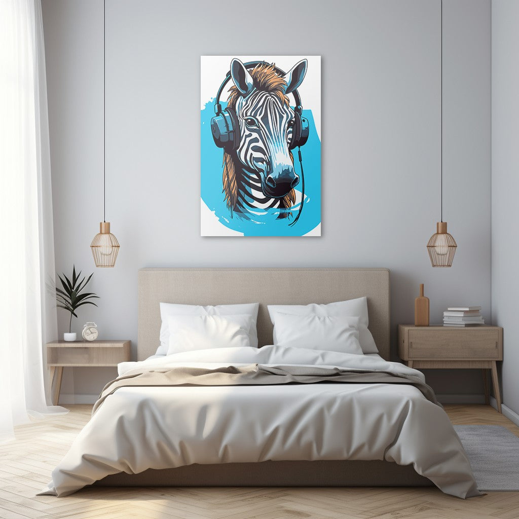 Zebra Listening To Music Wall Art