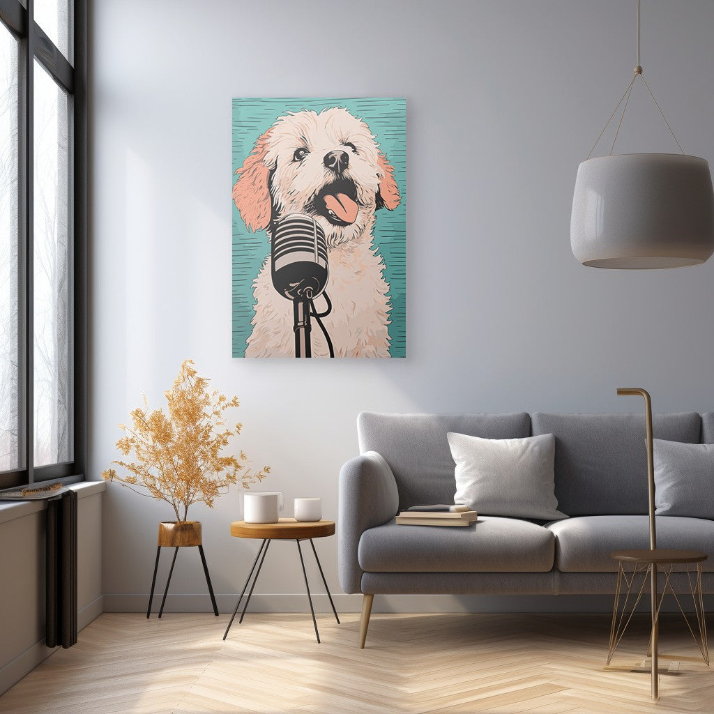 A Playful Puppy Singing Wall Art