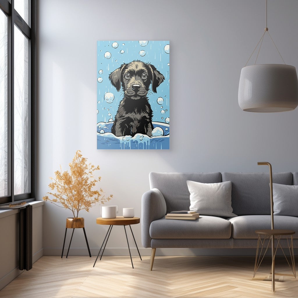 Cute Puppy Enjoys Bath Wall Art