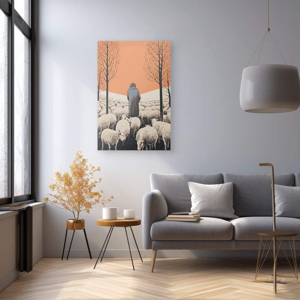 The Shepherd's Serenade with the Sheep Wall Art