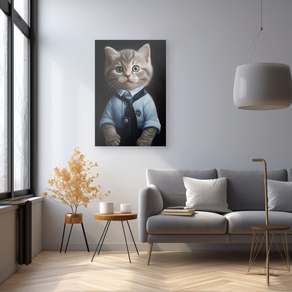 Cat in School Dress Wall Art