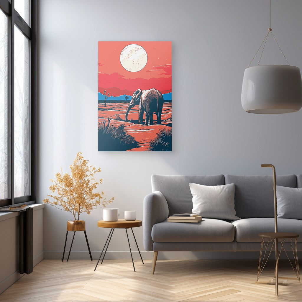 Elephant and Sunset Wall Art