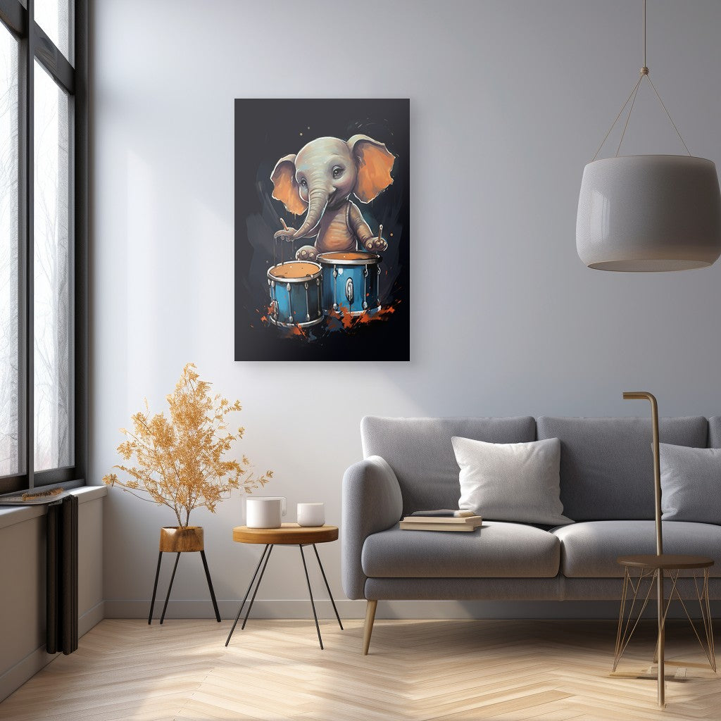 The Drumming Elephant Wall Art