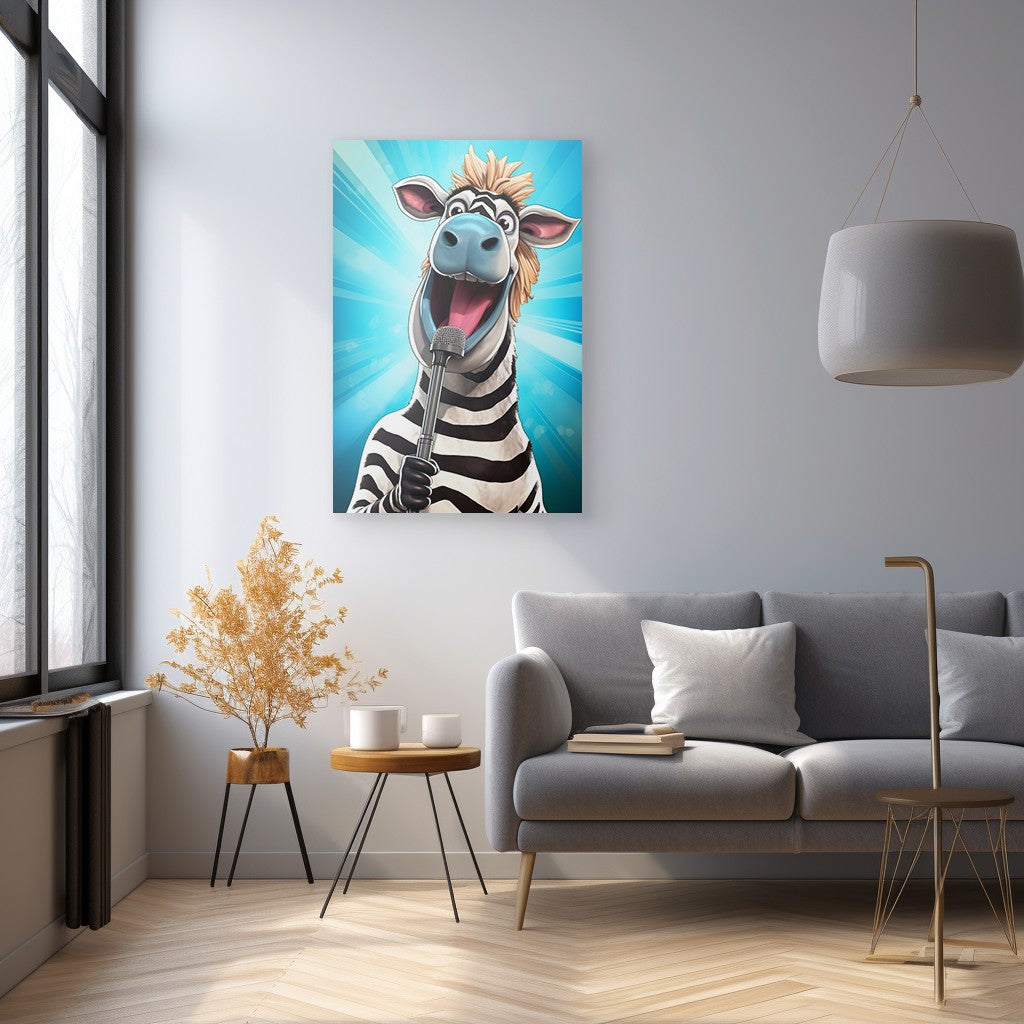 The Singing Zebra Funny Wall Art