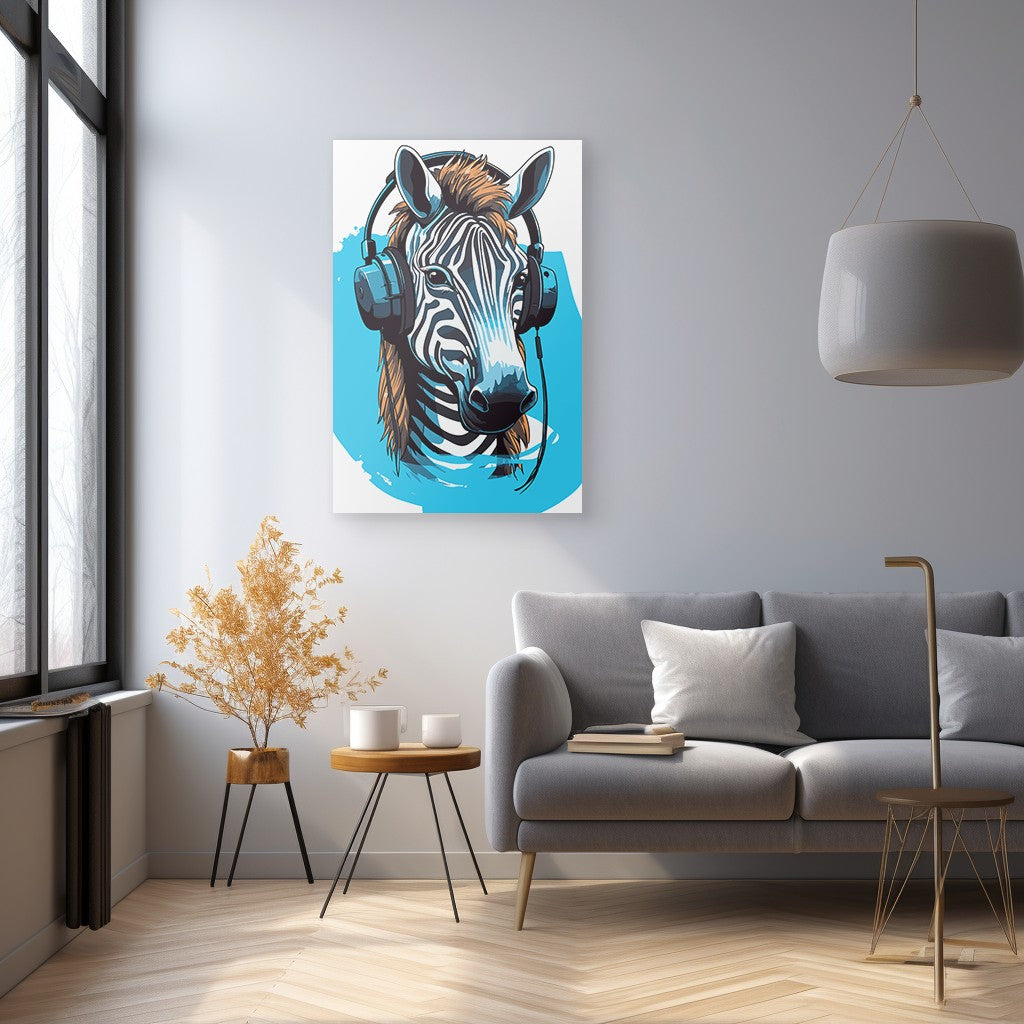 Zebra Listening To Music Wall Art