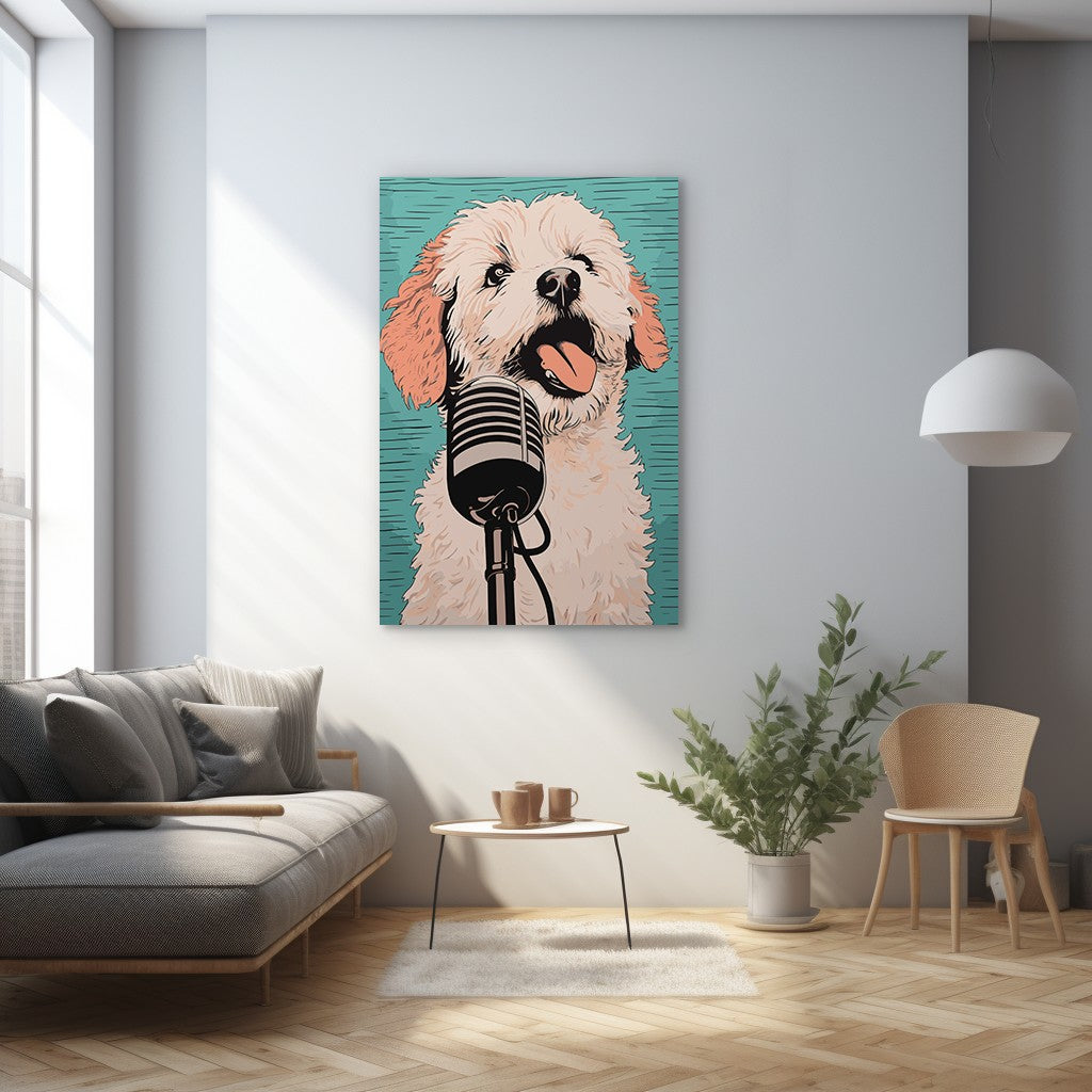 A Playful Puppy Singing Wall Art