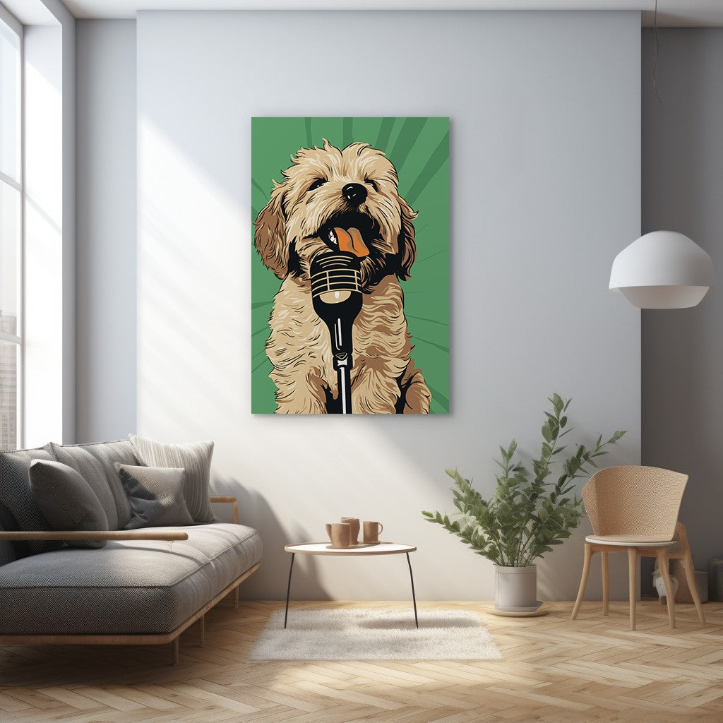 Adorable Puppy Singing Bliss Wall Art