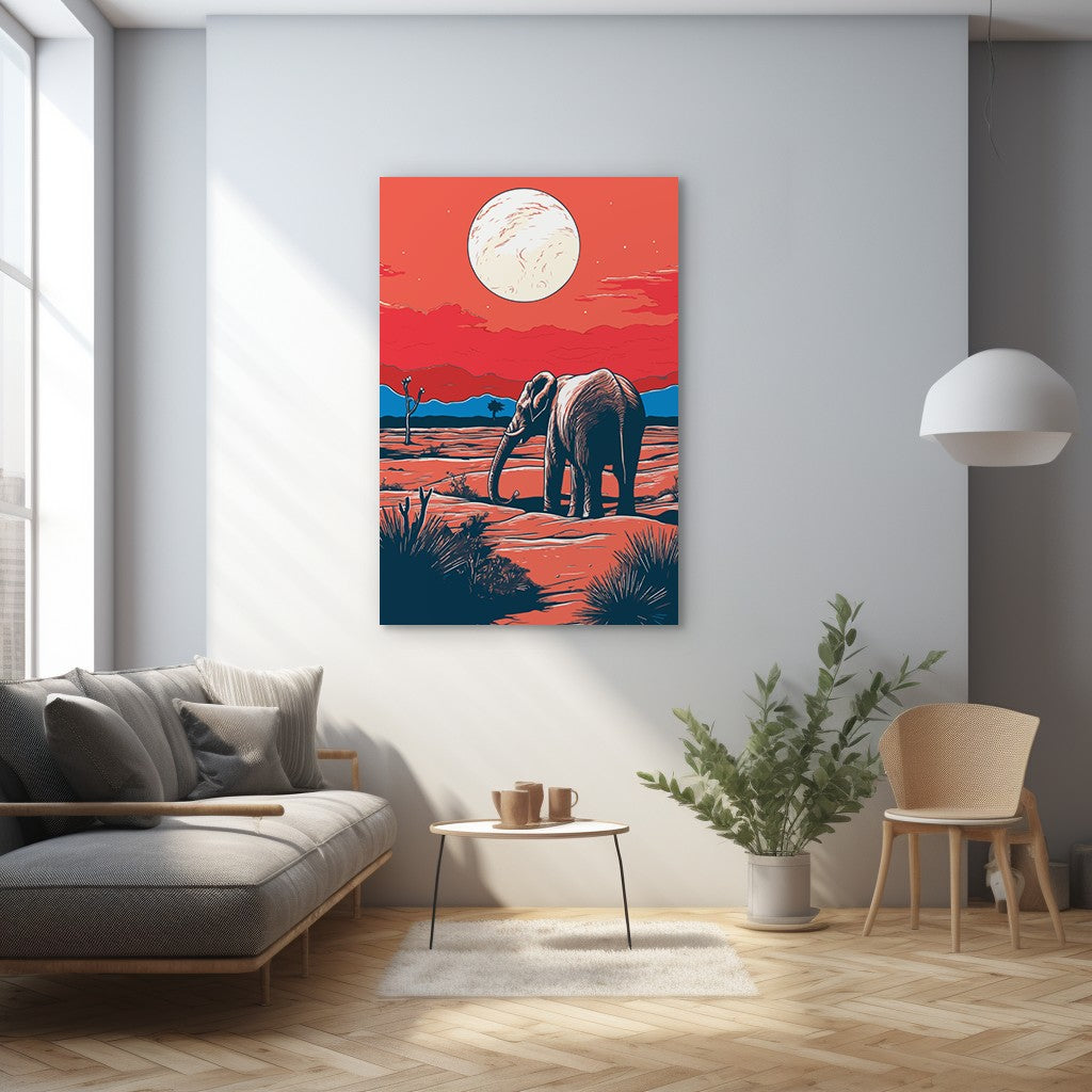Elephant and Sunset Wall Art
