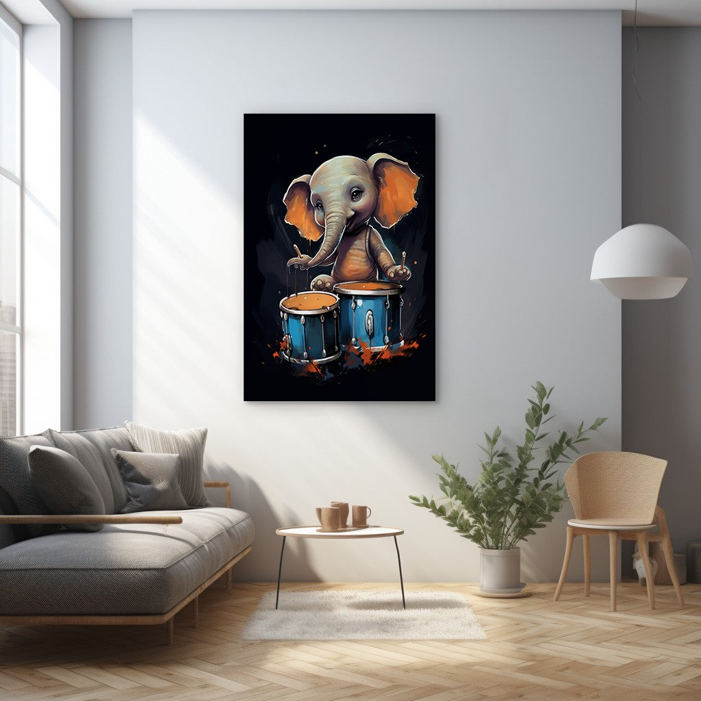 The Drumming Elephant Wall Art