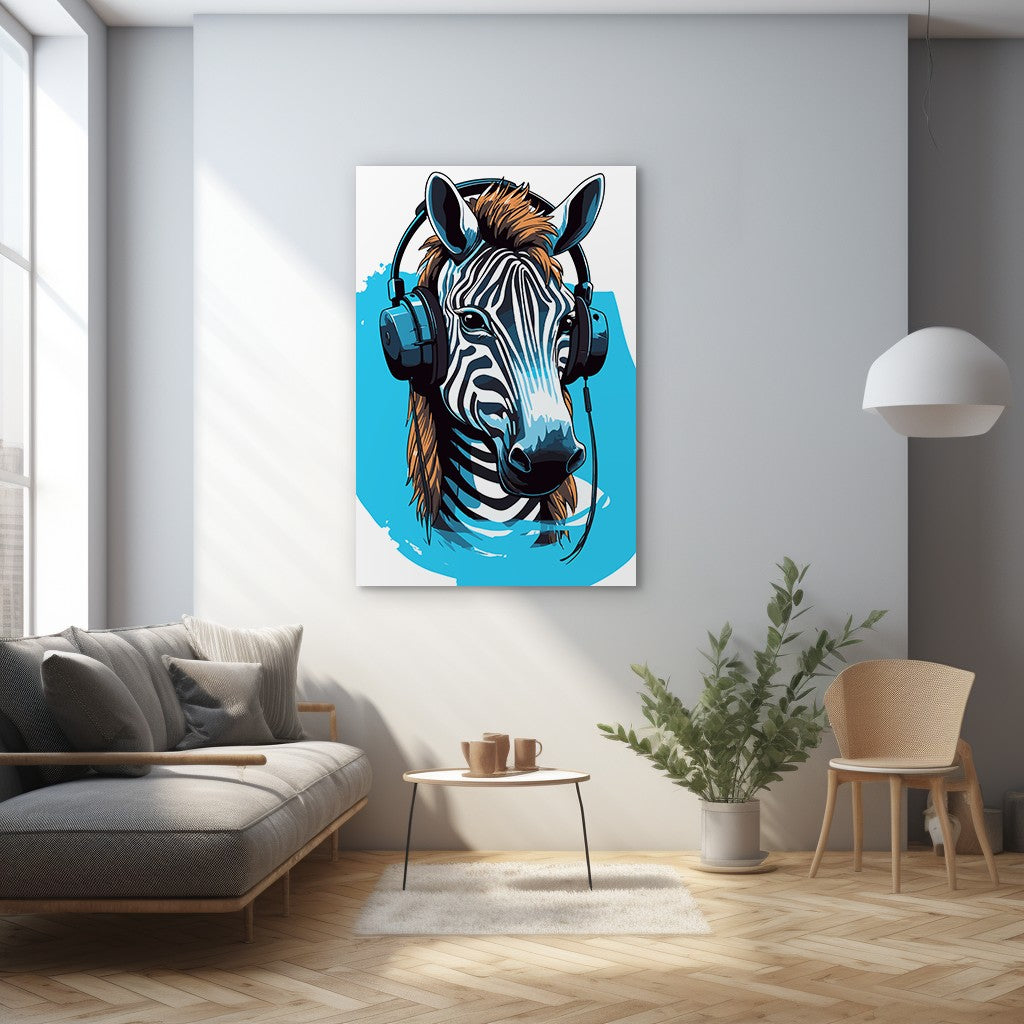 Zebra Listening To Music Wall Art