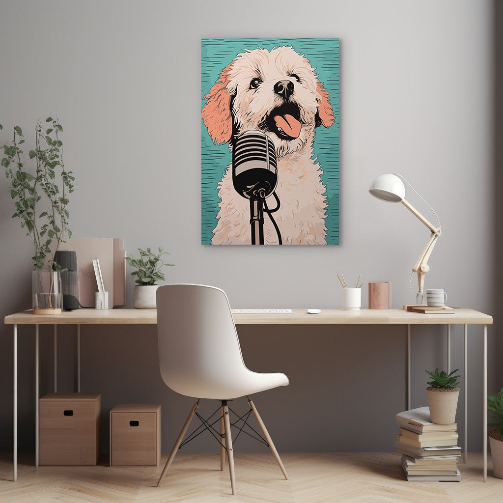 A Playful Puppy Singing Wall Art