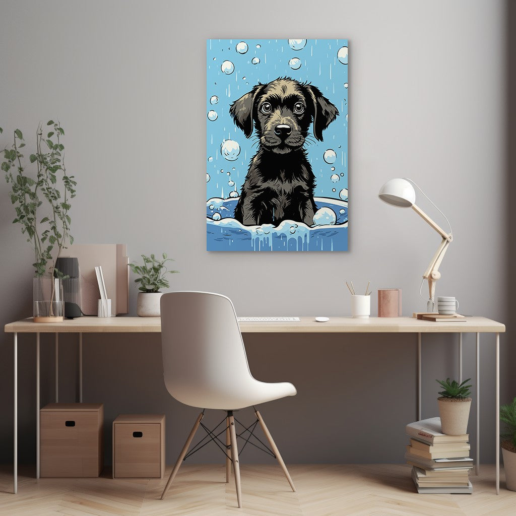 Cute Puppy Enjoys Bath Wall Art
