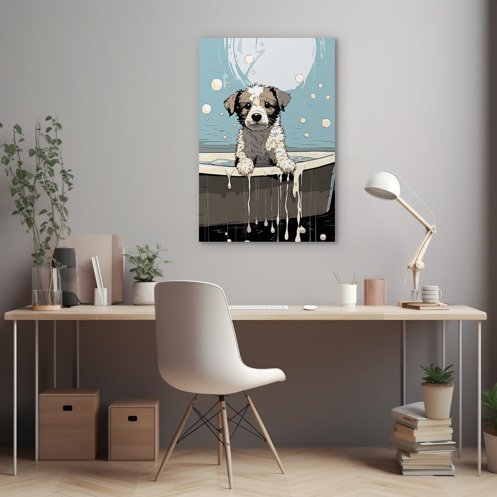 Puppy in Bathtub Wall Art