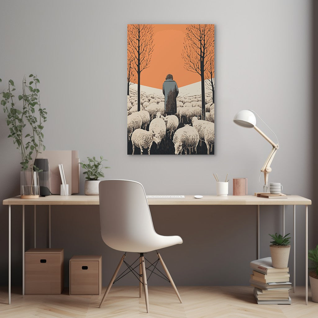 The Shepherd's Serenade with the Sheep Wall Art