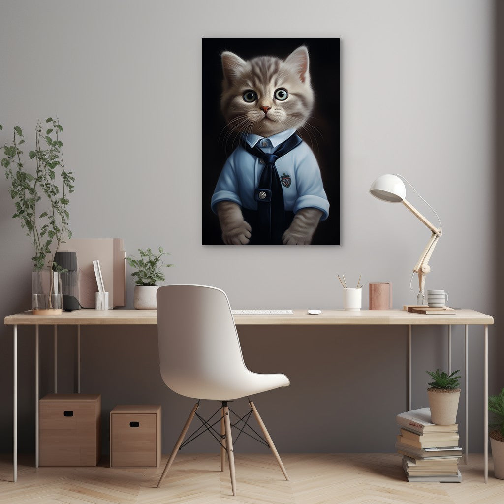 Cat in School Dress Wall Art
