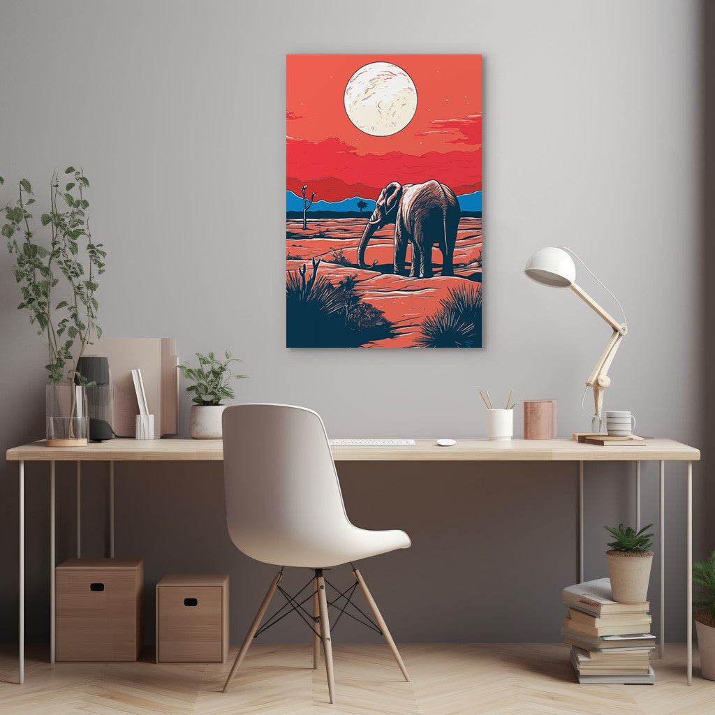 Elephant and Sunset Wall Art