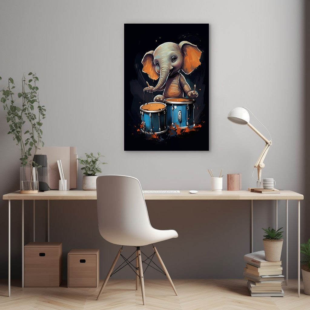The Drumming Elephant Wall Art