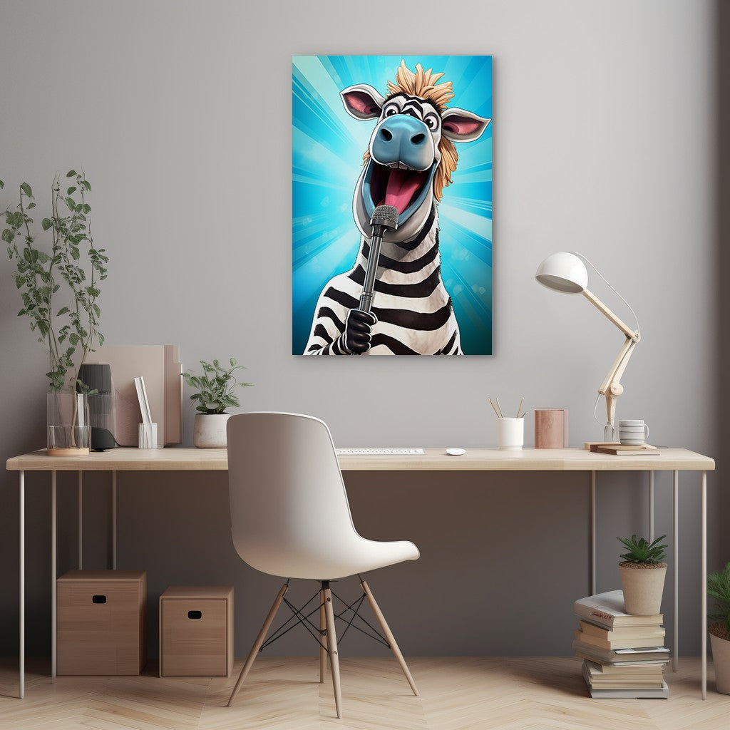 The Singing Zebra Funny Wall Art