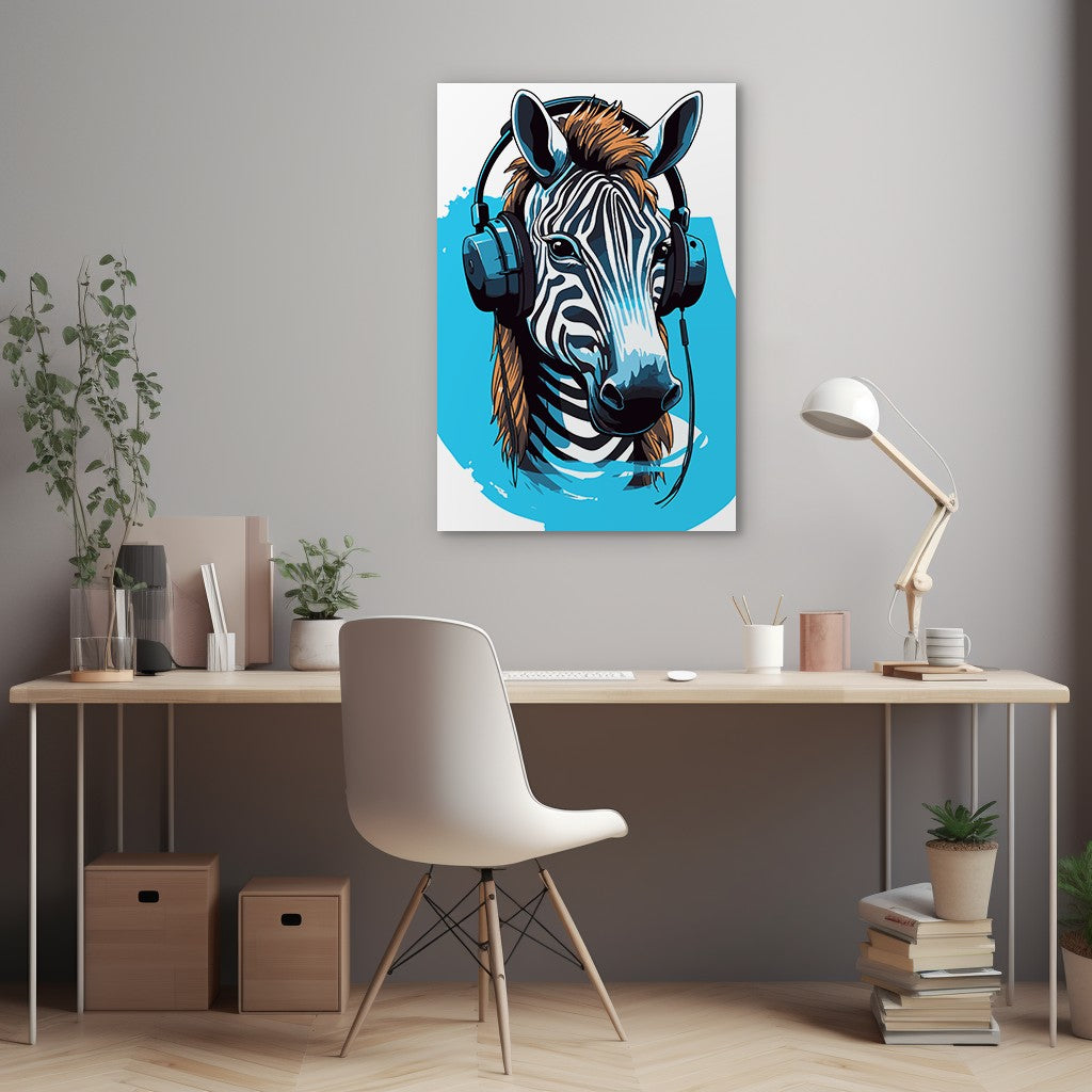 Zebra Listening To Music Wall Art