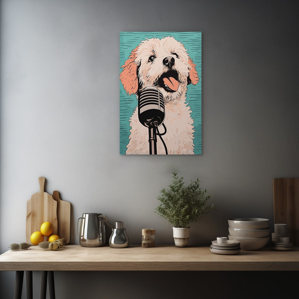 A Playful Puppy Singing Wall Art