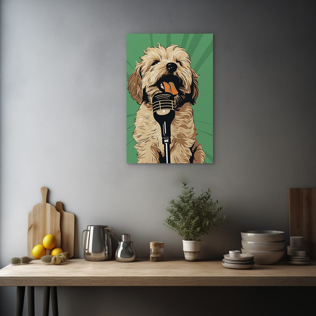 Adorable Puppy Singing Bliss Wall Art
