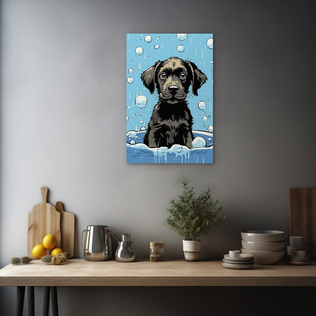 Cute Puppy Enjoys Bath Wall Art