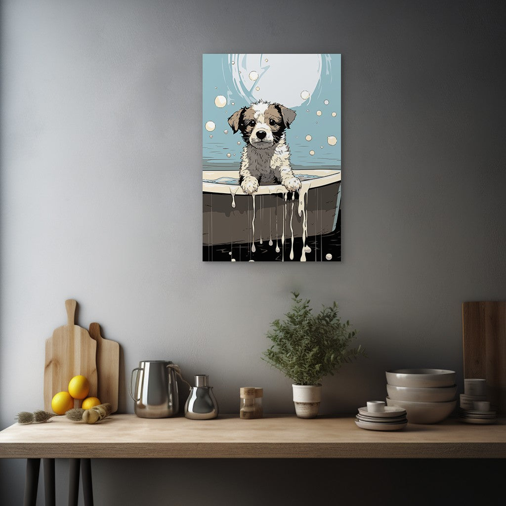 Puppy in Bathtub Wall Art