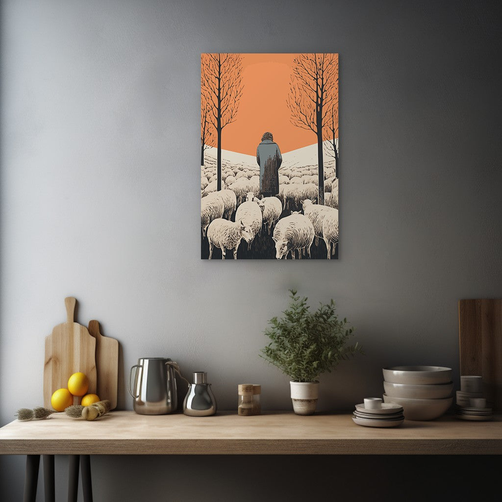 The Shepherd's Serenade with the Sheep Wall Art
