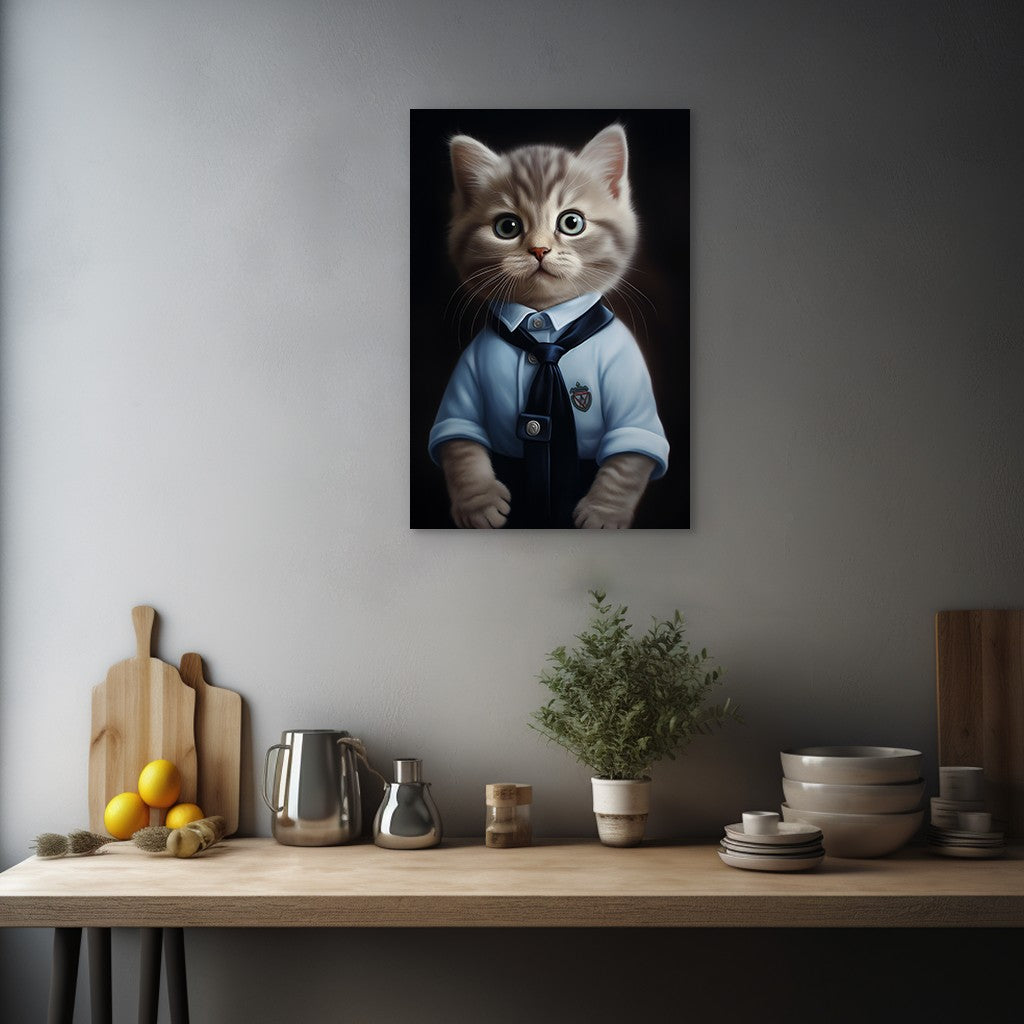 Cat in School Dress Wall Art