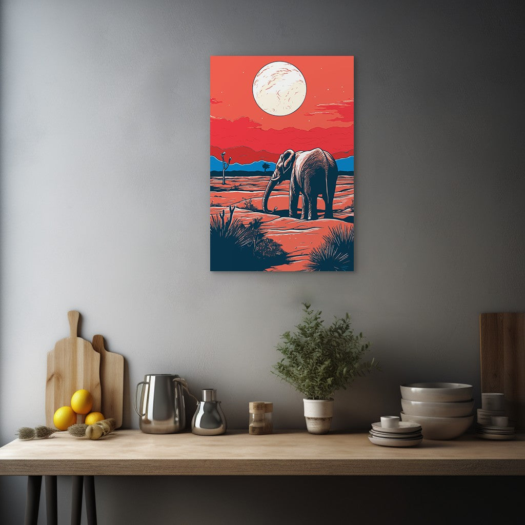 Elephant and Sunset Wall Art