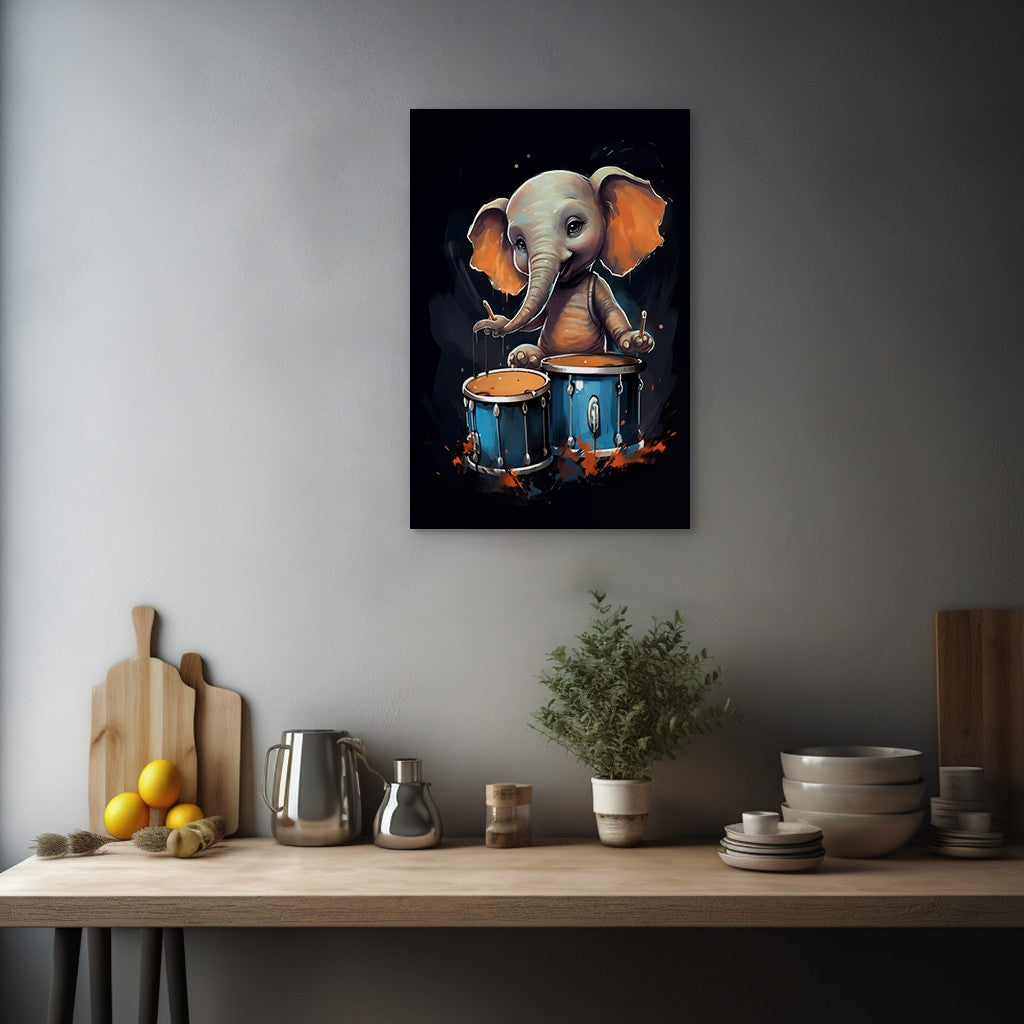 The Drumming Elephant Wall Art