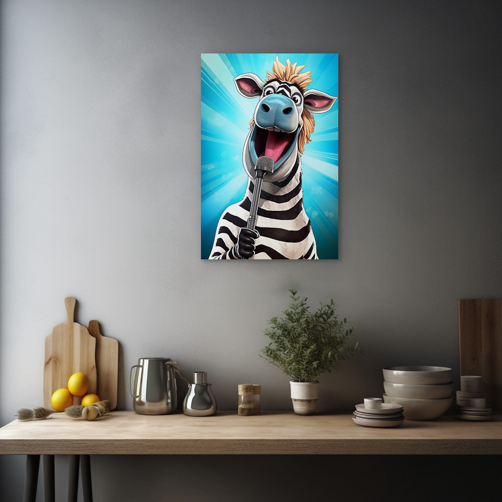 The Singing Zebra Funny Wall Art