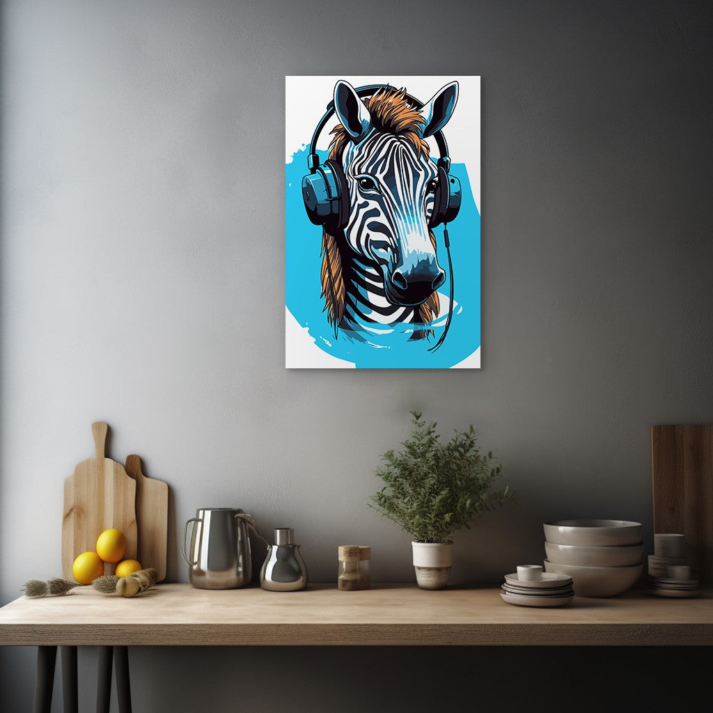Zebra Listening To Music Wall Art