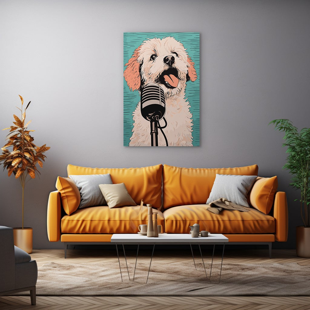 A Playful Puppy Singing Wall Art