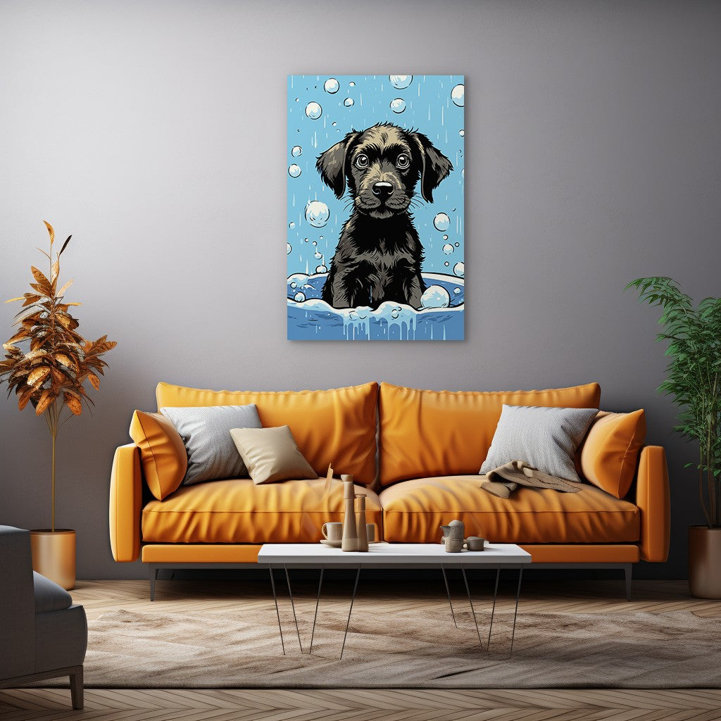Cute Puppy Enjoys Bath Wall Art
