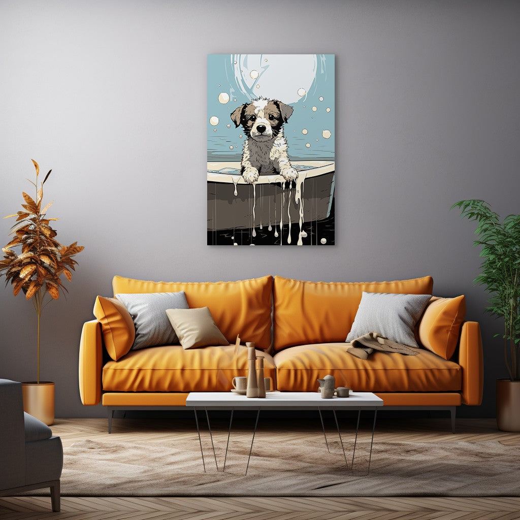 Puppy in Bathtub Wall Art