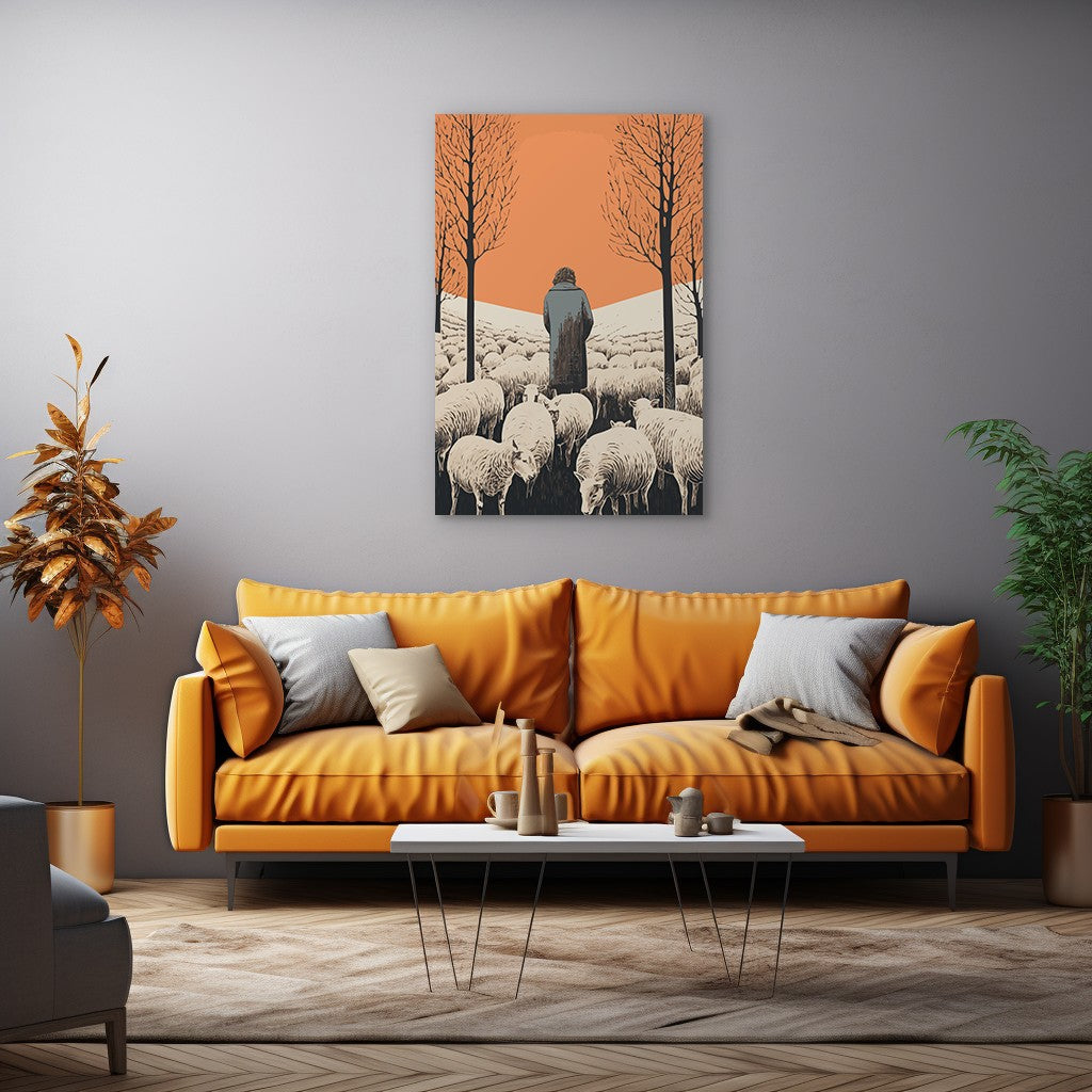 The Shepherd's Serenade with the Sheep Wall Art